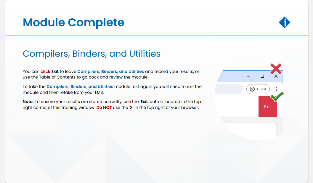 Compilers, Binders, and Utilities Module Test: Compilers, Binders, and Utilities - Module Complete screenshot