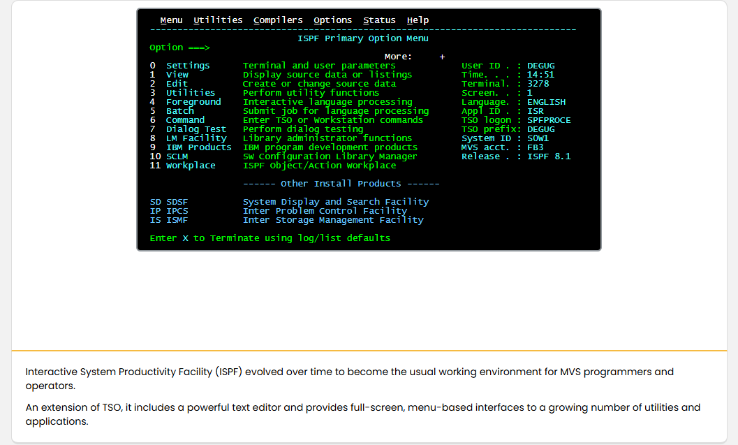 Mainframe Evolution TSO, VTAM, and ISPF: Mainframe Evolution - TSO, VTAM, and ISPF screenshot